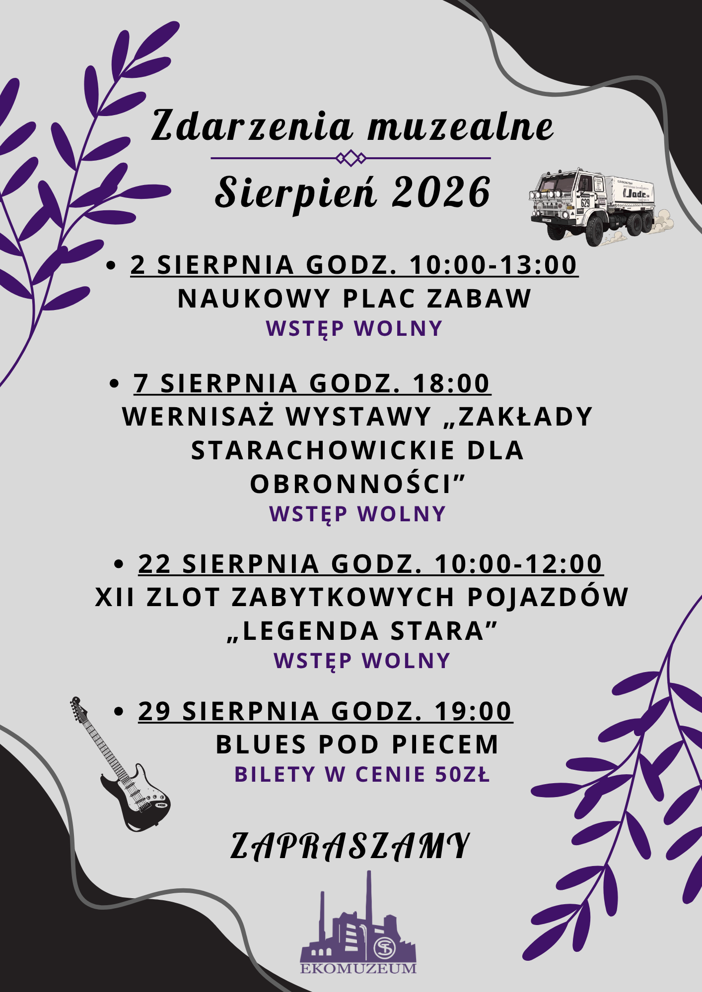 Zdarzenia muzealne – Sierpień 2026
